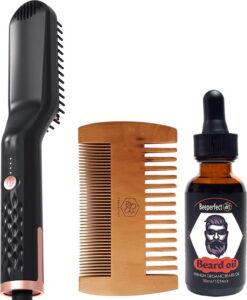 Baardstijler - Baardborstel - Haarstijler - Elektrische baardkam - Grooming - Beardstyler - Beard straightener - Baard verzorging - Inclusief Baardolie en Kam