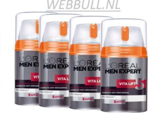 4 X L'Oréal Men Expert Vita Lift 5 Anti Veroudering Dagcrème 50 ml + Dorsh D1 Full Haarwax 150ml
