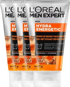 L'Oréal Men Expert Hydra Energetic Gezichtsreiniger - 3 x 100 ml - Voordeelverpakking