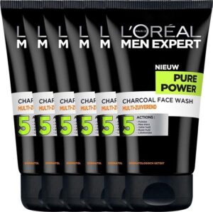 L’Oréal Paris Men Expert Pure Charcoal Gezichtsreiniging - 6 x 100 ml - Voordeelverpakking