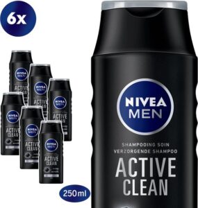NIVEA MEN Active Clean Shampoo - 6 x 250 ml - Voordeelverpakking