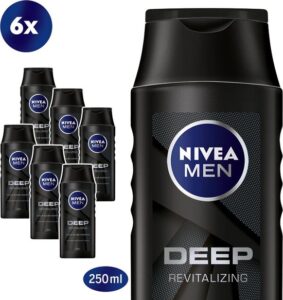 NIVEA MEN Deep Shampoo - 6 x 250 ml - Voordeelverpakking
