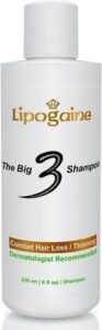 Lipogaine big 3 haargroei shampoo-tegen haaruitval- anti roos- Met 1% ketoconazol en biotine- 230 ml