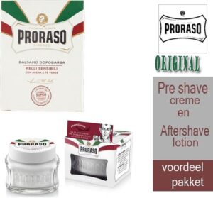 Proraso white pakket- Aftershavebalsem anti- irritatie en Pre Shave Crème