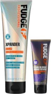 Fudge Professional - Xpander Whip Volume Conditioner 250 ML & Clean Blonde Violet-Damage R. Shampoo 50 ml