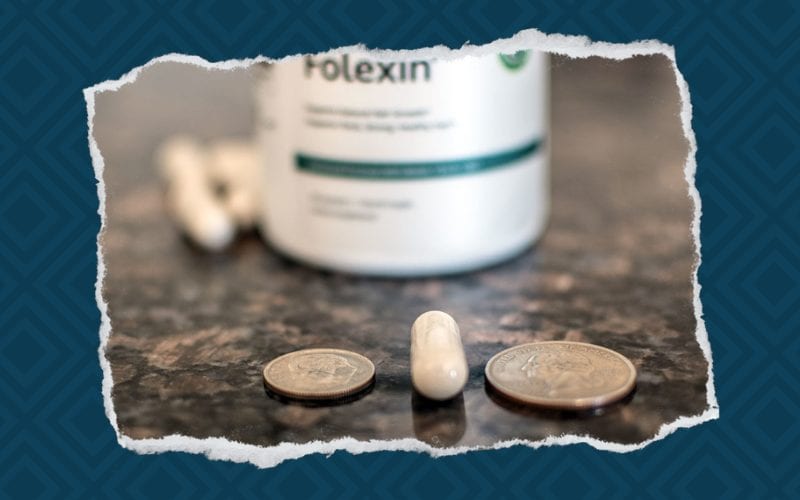 Folexin nadelen met een close-up van de pil grootte voor een Folexin Review