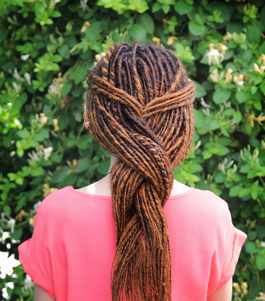 Twee-kleurig Caramel Bruin faux locs kapsel