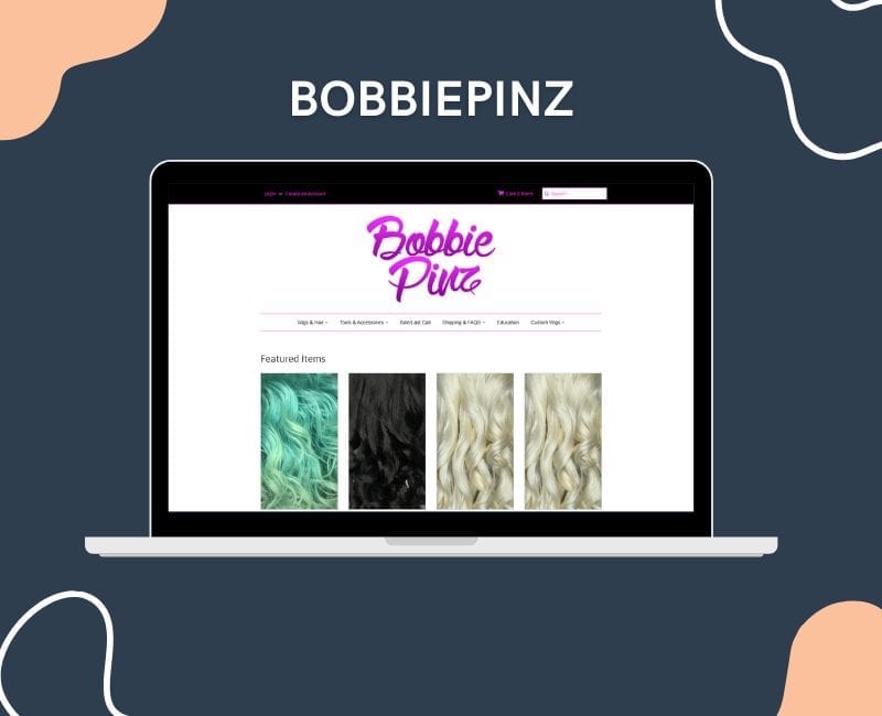 Bobbiepinz website weergegeven op een grafische afbeelding van een mac