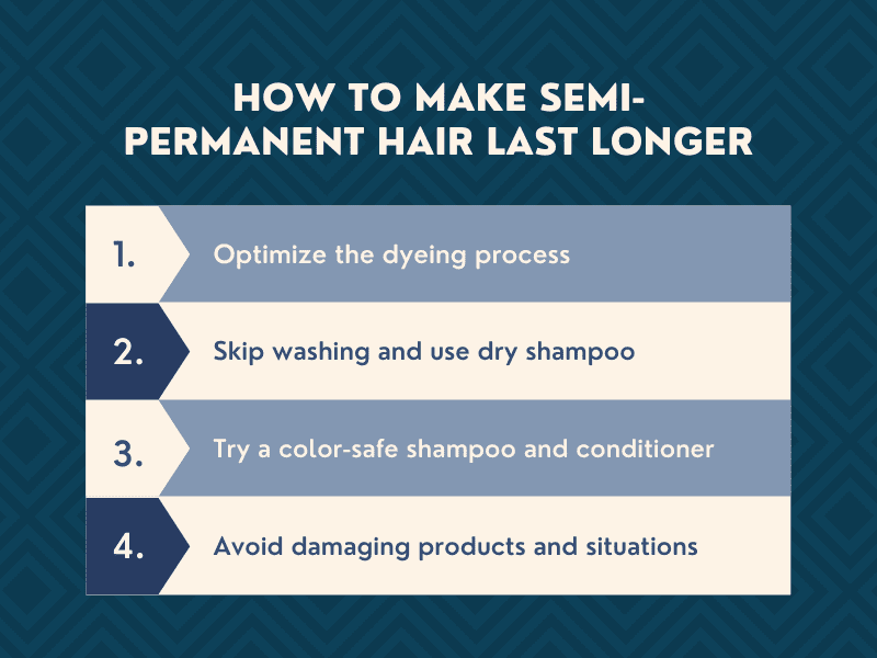 Grafiek met de 4 manieren om semi-permanente haarkleuring langer te laten duren