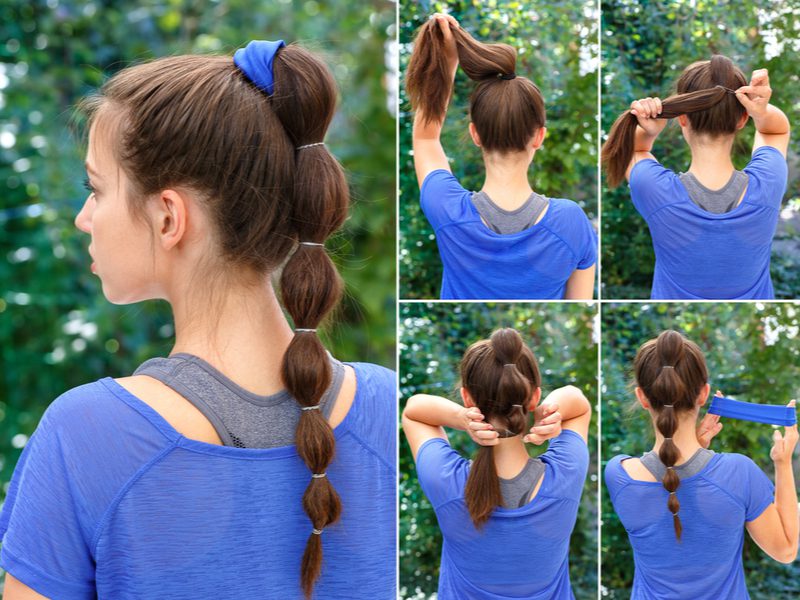 Trendy Bubble Ponytail voor een stuk over gemakkelijke kapsels