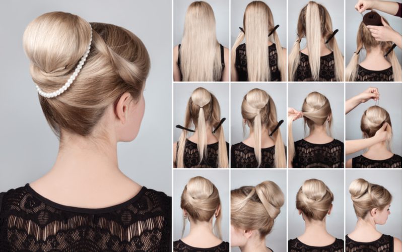 Oude Glamour Chignon stap-voor-stap collage