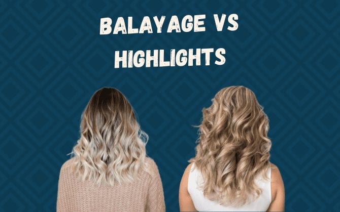 Balayage vs Highlights Afbeelding met een vrouw met highlights en een vrouw met balayage.
