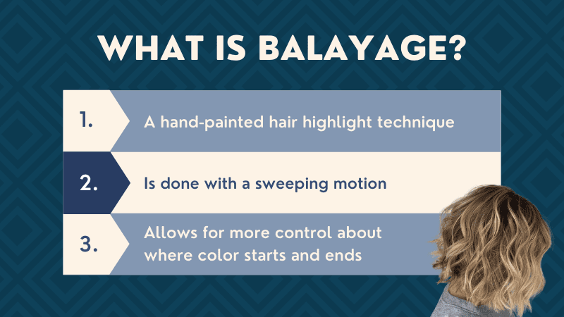 Afbeelding met de titel Wat is Balayage en heeft drie hoofdpunten over de techniek