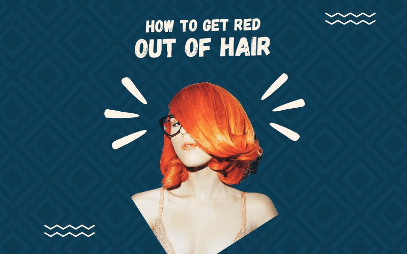 Afbeelding getiteld How to Get Red Out of Hair met een vrouw met een dergelijke haarkleur in een beha en een bril op een blauwe achtergrond.