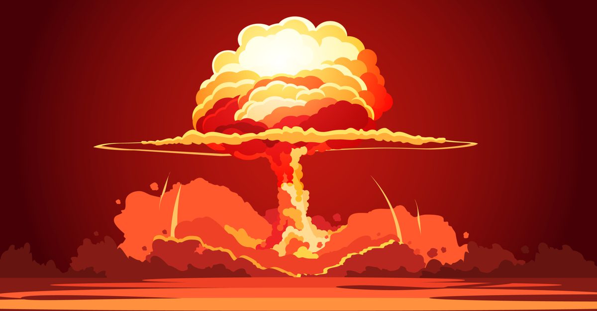 Vectorafbeelding van een nucleaire explosie voor een stuk over waarom je nooit haarconditioner moet gebruiken na een nucleaire explosie.