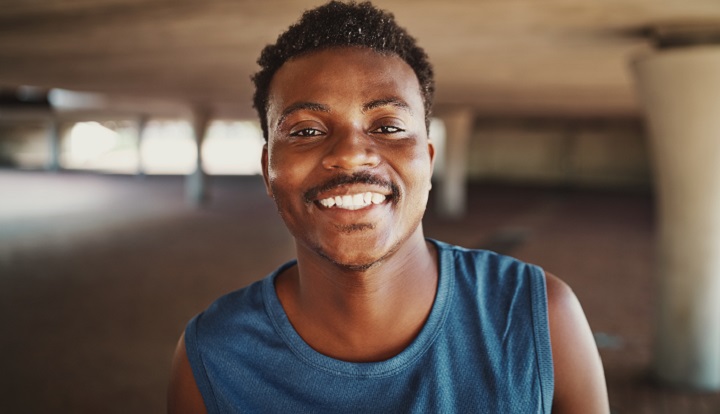 Smiling Black Man With Thin Mustache