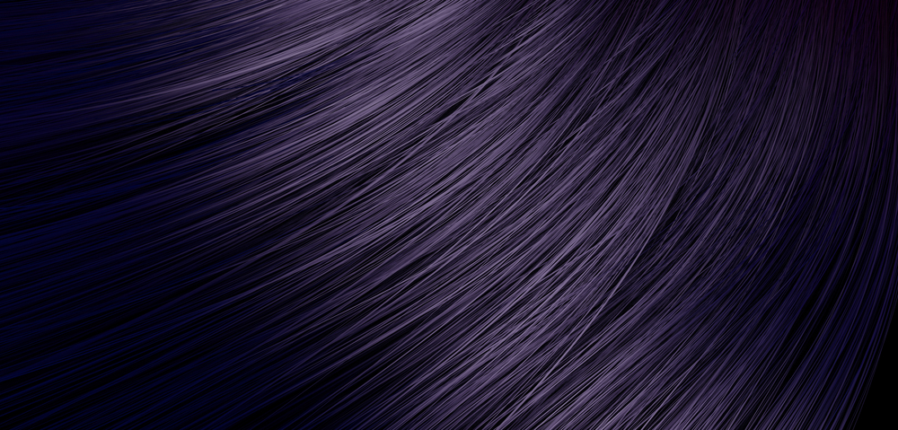 Close up van donkerpaarse haarkleur die de dimensie en diepte van elke streng toont