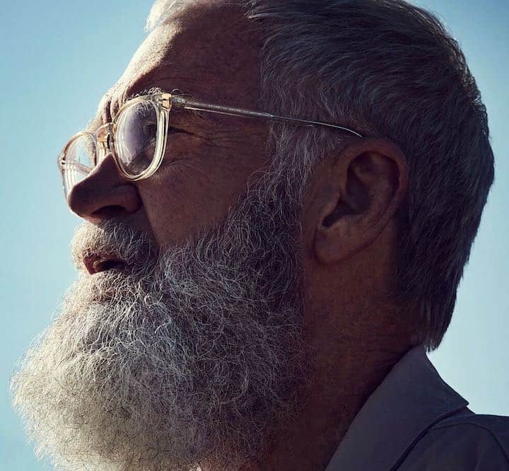 Lange en dikke witte baard van David Letterman