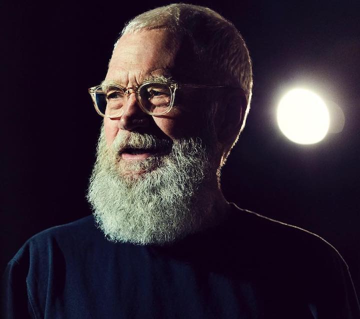 David Letterman Het dragen van een witte baard en snor