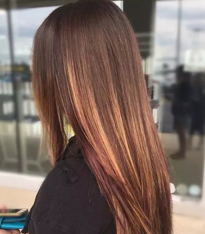 Karamel highlights voor donkerbruin haar