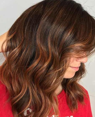 Rijke koper balayage haarkleur