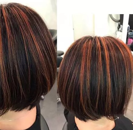 Verbrand oranje highlights voor donkerbruin haar