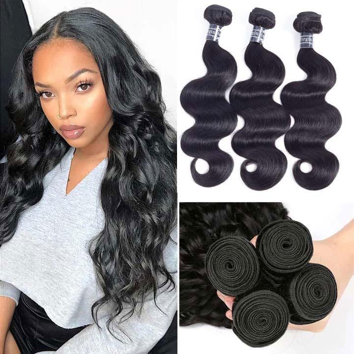 Amella Hair Brazilian Body Wave Virgin Hair 3 Bundels met Sluiting