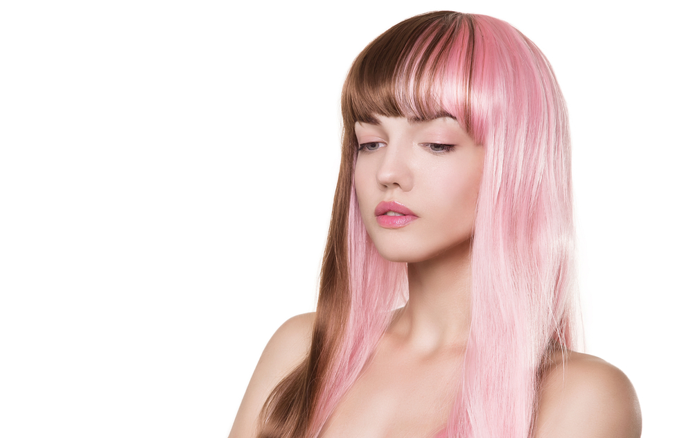 Baby Pink en Chestnut Split Dye haarkleur idee in een half-om-half gemengde stijl