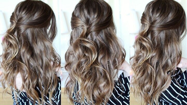 Half up met beachy waves kapsel