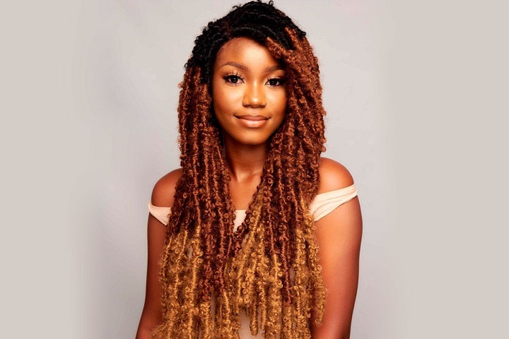 African American Girl Wearing a Long Butterfly Locs Hairstyle