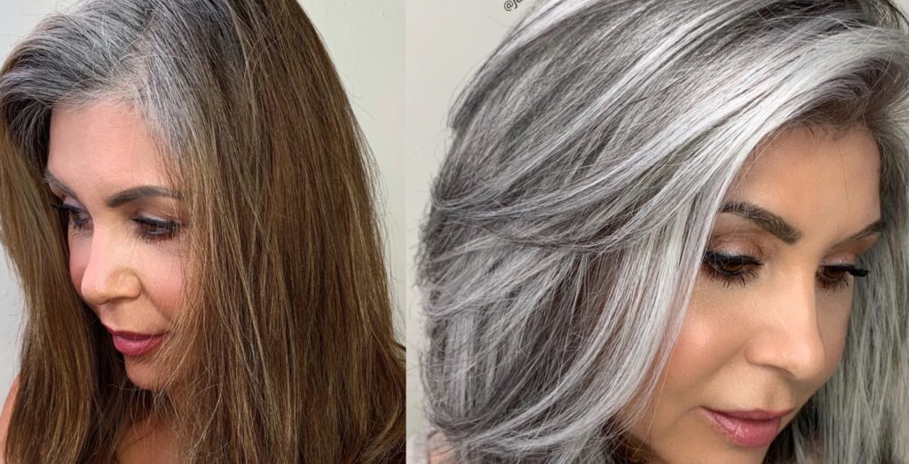 Laat je je haar grijs worden of ga je door met kleuren? Dutch