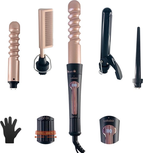 4-in-1 Keramische Krultang & Stijltang met Opzetstukken - Curling Iron 120-230°C - Haarkruller - 9 tot 32mm