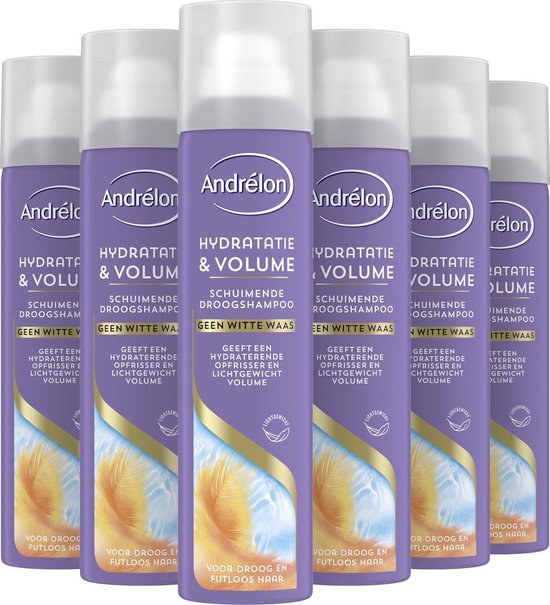 Andrélon Droogshampoo Schuimend Hydratatie & Volume - 6 x 200 ml - Voordeelverpakking