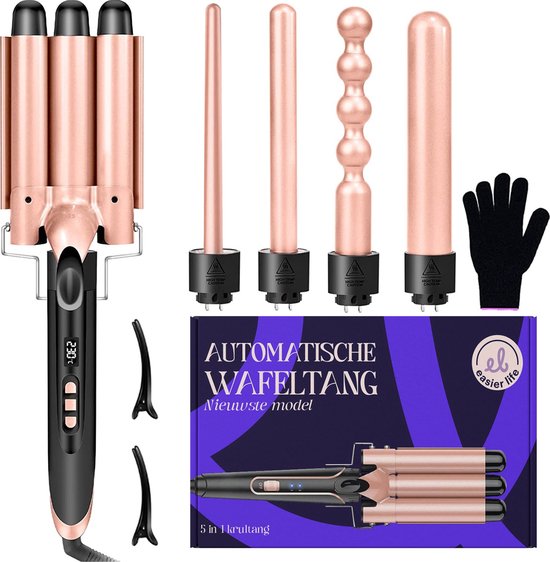 Easier Life Wafelang Pro - Golvenkrultang - Keramische Krultang - Keramische Krultang - Wafeltang Haar - Wave krultang - Waver - Curling Iron