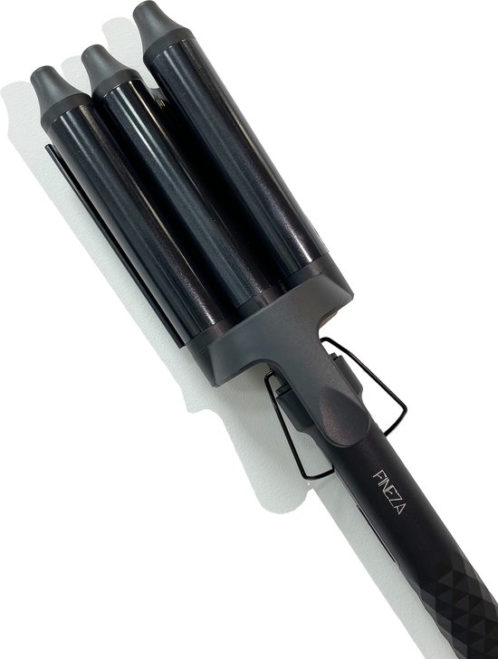 Fineza Wafeltang 25mm - Keramisch Haar Kruller met 10 Temperatuurstanden - Zwart