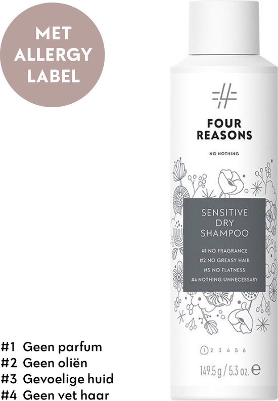 Four Reasons - No Nothing Sensitive Dry Shampoo - 250 ml - Voor de gevoelige hoofdhuid - Zonder parfum!