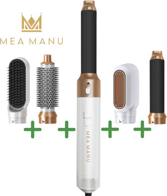 Mea Manu® - Hairwrap - Krultang 5 in 1 - Haardroger met borstel - Föhnborstel - Hetelucht Borstel - Haarfohn- Stijlborstel - Haardroger - Airstyler - Elektrische Krultang 5 in 1 - Krulborstel – Haarborstel Electrisch - Haardroger met brush - Ionisch