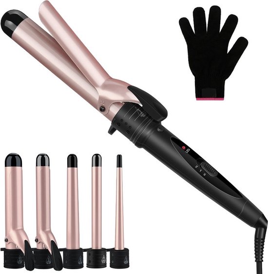 SALUS 5-in-1 Hair Curler - Krultang - Krultang Met Opzetstukken - Hair Curler - Met Klepjes