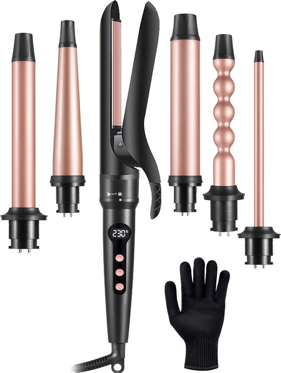 VAIVE 6-in-1 Stijltang & Krultang met Opzetstukken - Haarkruller - Curling Iron