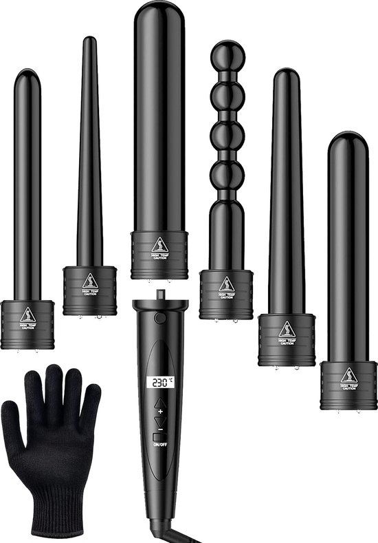 VAIVE Krultang met 6 Opzetstukken - Haarkruller - Krultangen - Curling iron - 32mm - 19 mm - 25mm