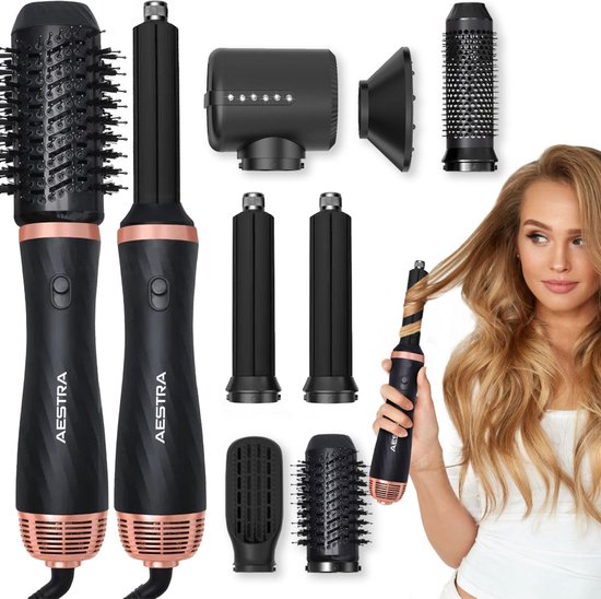 7 in 1 Hairwrap - Aestra - 60.000RPM - Airstyler - Haarborstel - Föhn met Diffuser - Krulborstel - Krultang - Haardroger - Föhnborstel - Stijltang - 1000W - Zwart