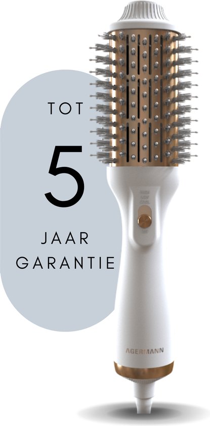 AGERMANN 4-in-1 Föhnborstel - Keramische Magic Brush - Lang/Kort/Stijl/Krullen - 1200W - Goud