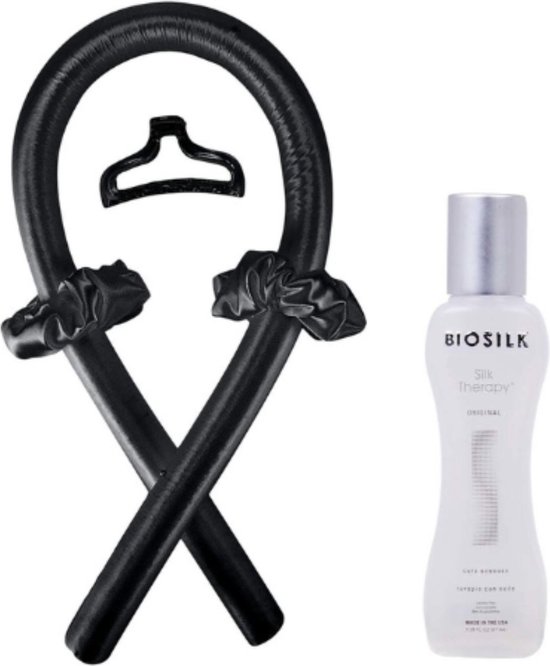 BioSilk Silk Therapy Original 67 ml - Heatless Curls Ribbon Zwart 4-delig