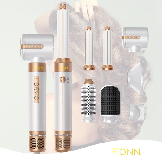 FONN. Hairwrap - 7 in 1 Multi Styler - Krultang 6 in 1 - Föhnborstel - Krultang - Stijlborstel - Haardroger met Borstel - Airstyler - Fohn met diffuser - Haardroger - krultang 5 in 1