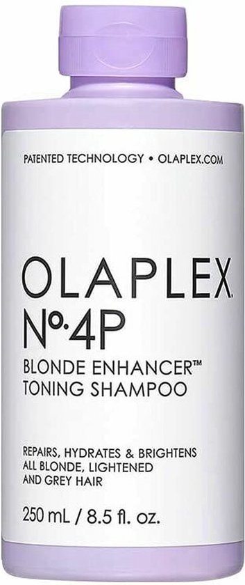 Olaplex No.4P Blonde Enhancer Toning Shampoo 250ml - Zilvershampoo vrouwen - Voor Beschadigd haar/Dof haar/Droog haar/Fijn en slap haar/Geblondeerd haar/Gekleurd haar/Grijs haar