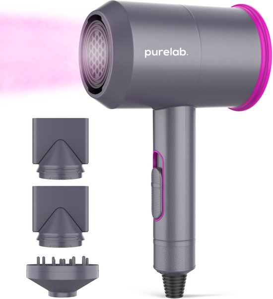 Purelab Föhn met Diffuser - Ionische Haardroger - 3 Standen - Zwart